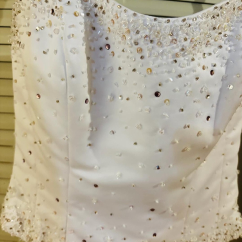 Wedding Dress Corset Top Only White with Clear and Amethyst Purple Crystals NWT